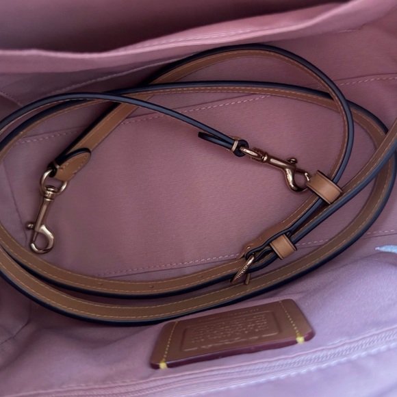 Coach Medium Rowan Satchel Bag In Signature Canvas With Charms Powder Pink - Picture 5 of 5